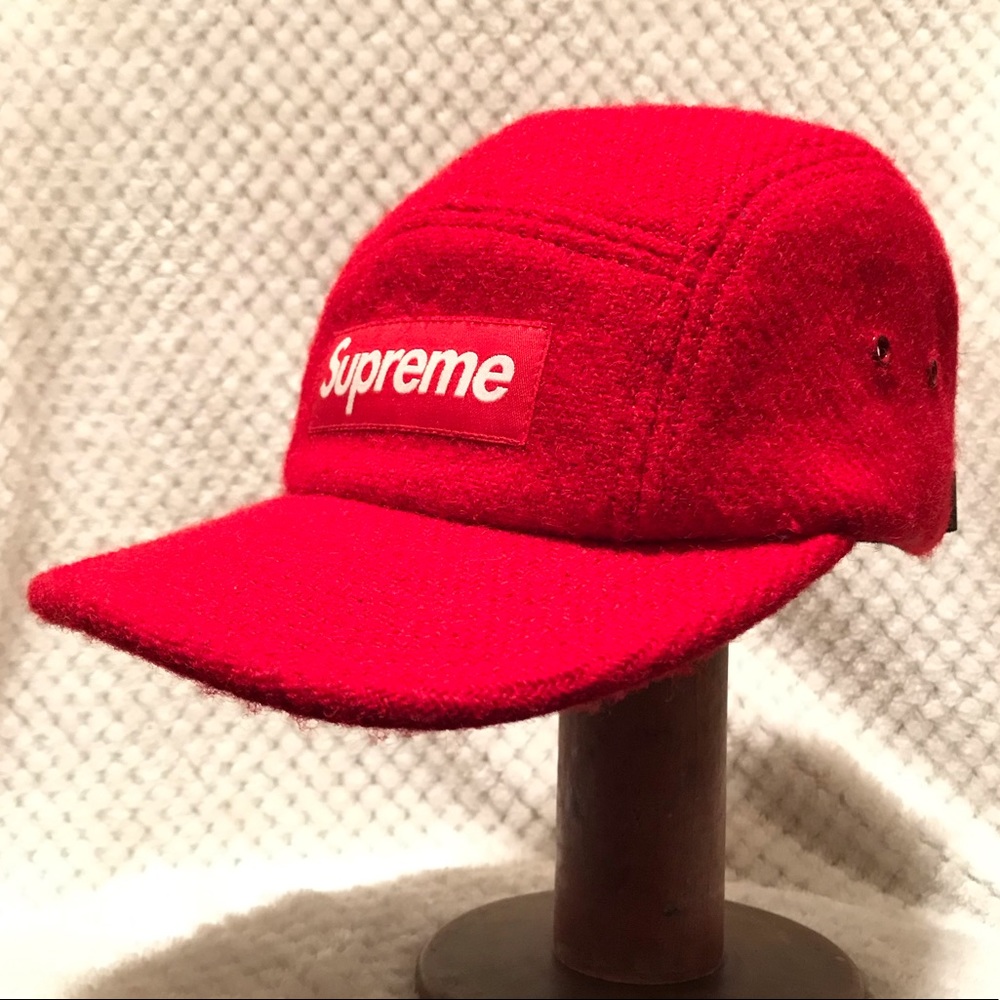 SOLD Authentic red Wool Supreme box logo 5 panel